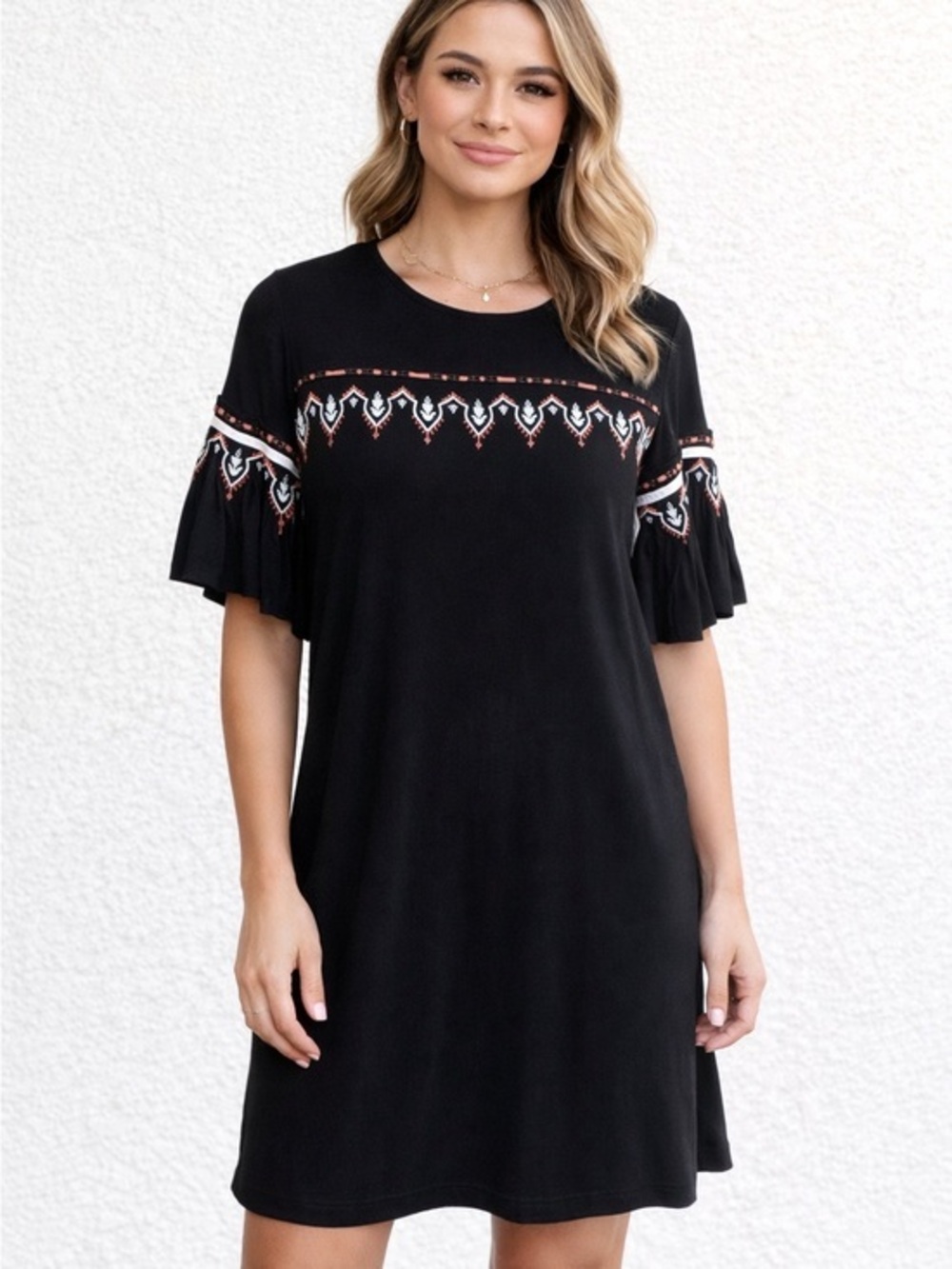 LOFT Embroidered Bell Sleeve Dress Tunic Sa XXSP